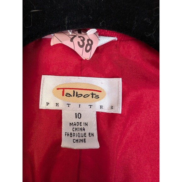 Talbots Blazer Women Sz 10 Petite Red Irish Linen 3 Button Red Career Pockets - Picture 2 of 11